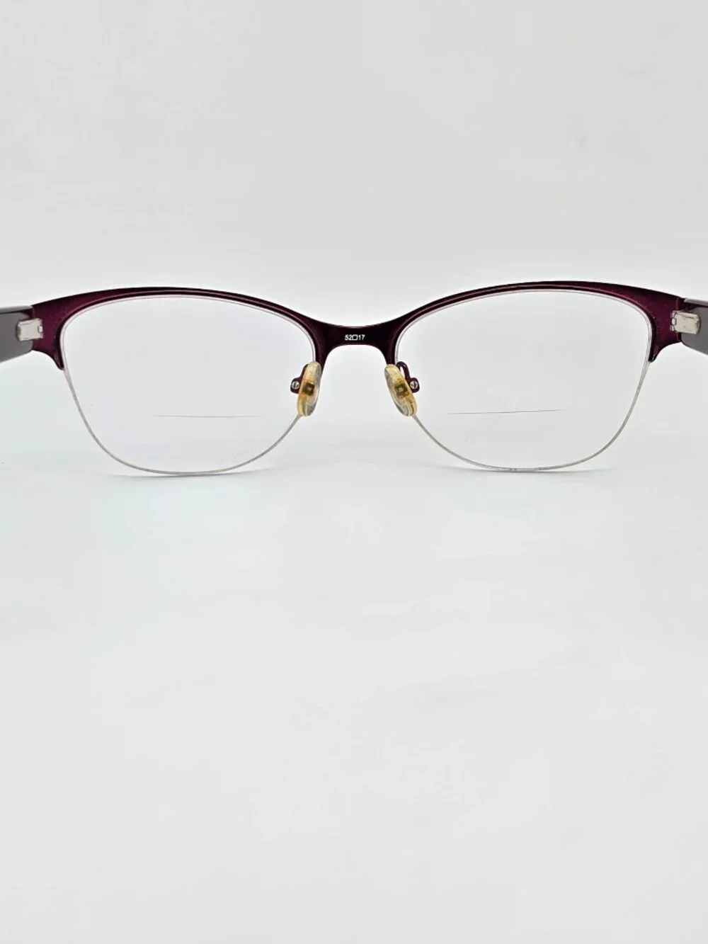 Wittnauer Swanky Berry Red Semi Rimless Cat Eye Eyeglasses Frame w/ Case 52mm